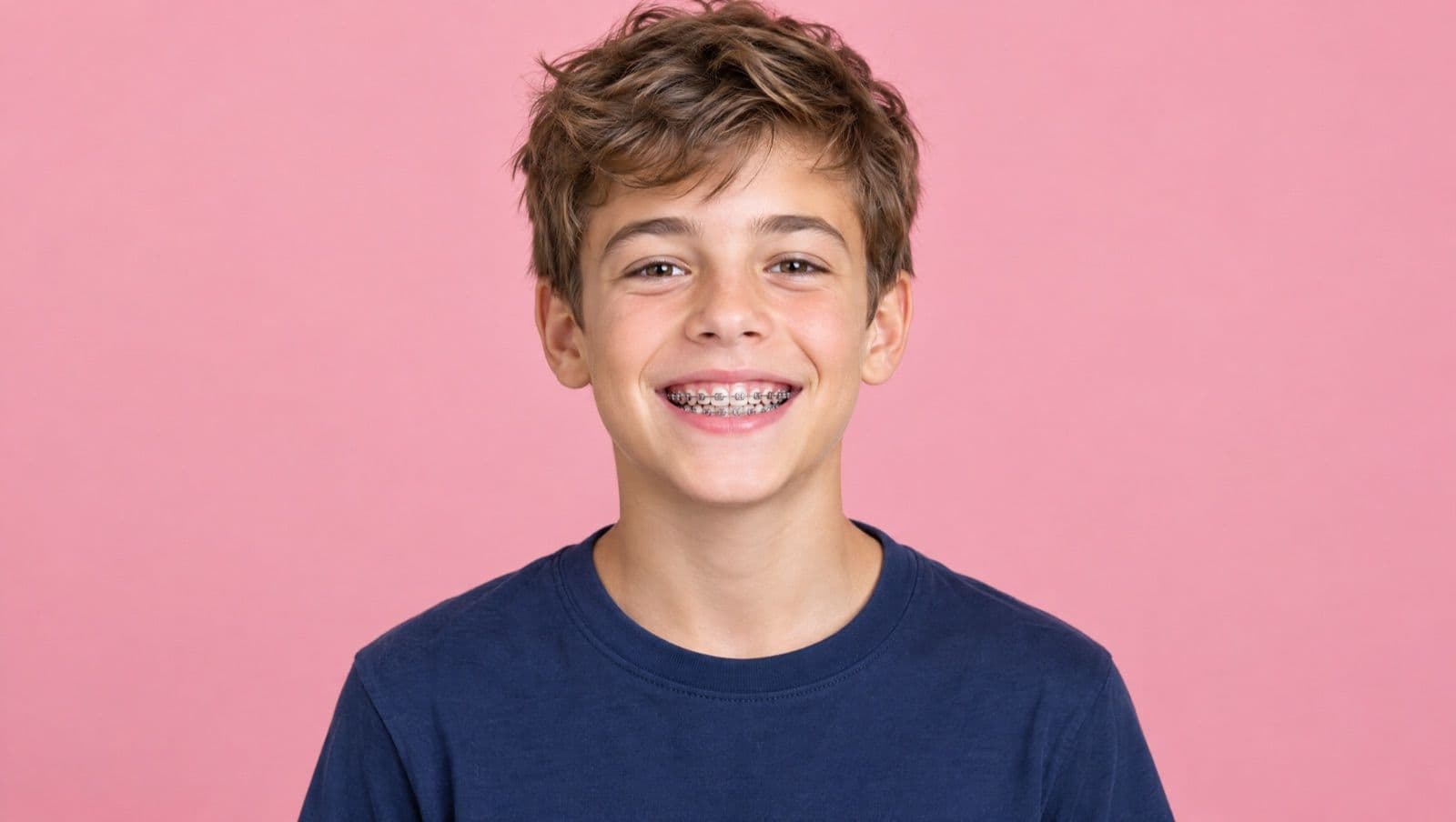 Smiling boy with braces